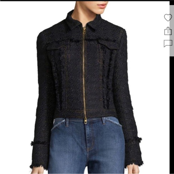 Tory Burch Navy Tweed Zip Up Jacket - Picture 2 of 6